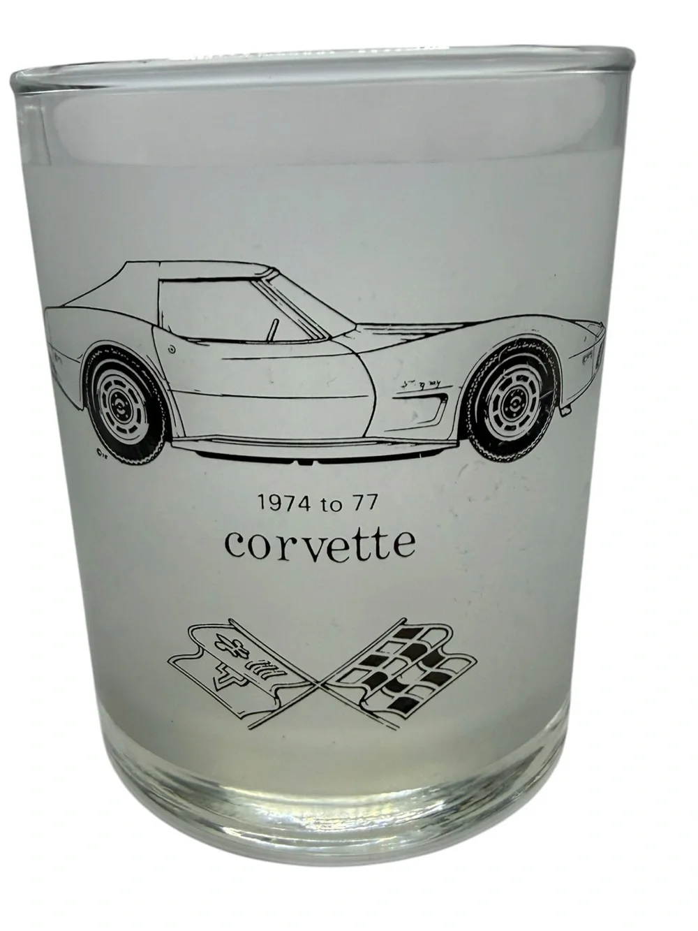 Vintage Corvette  Car Glass Tumblers – Clear Set of 7